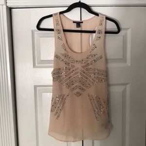 Sheer blush colored embellished cami